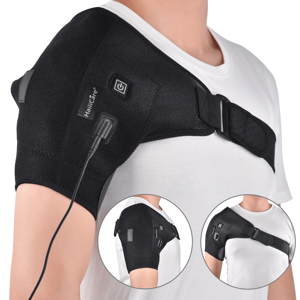 Shoulder Heating Pad with Massage, Cordless Heated Shoulder Brace