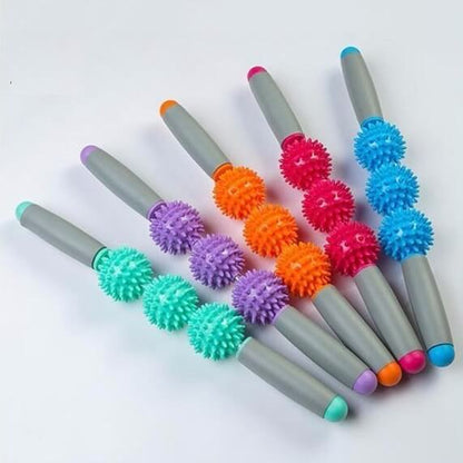 3 Pressure Points Balls Massage Roller Stick