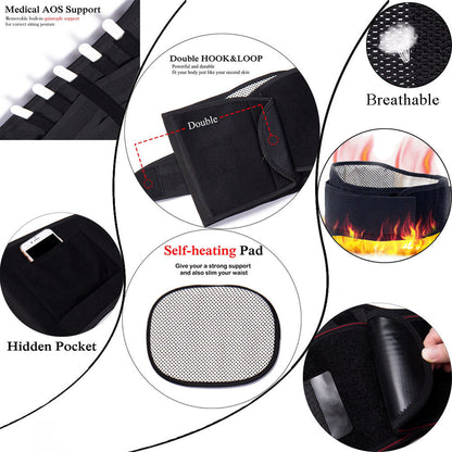 Adjustable Tourmaline Self-heating Magnetic Therapy Waist Belt Lumbar Support Back