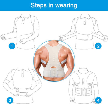 Magnetic Back Shoulder Lumbar Posture Corrector Support Humpback Correction Belt Strap