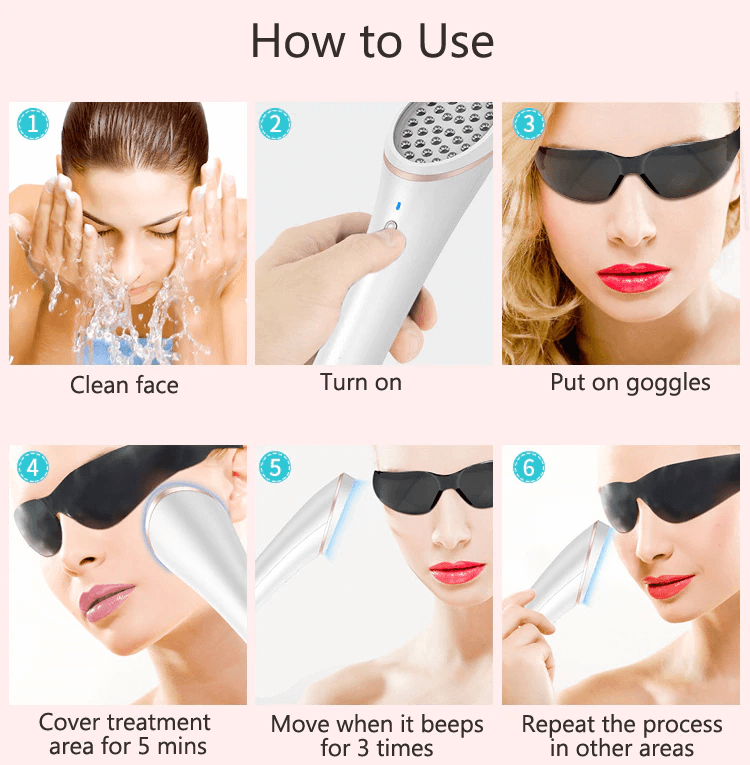 Derma Pro - Acne Clear LED Light Therapy Wireless Device | Skin Brightening And Anti-Pigmentation
